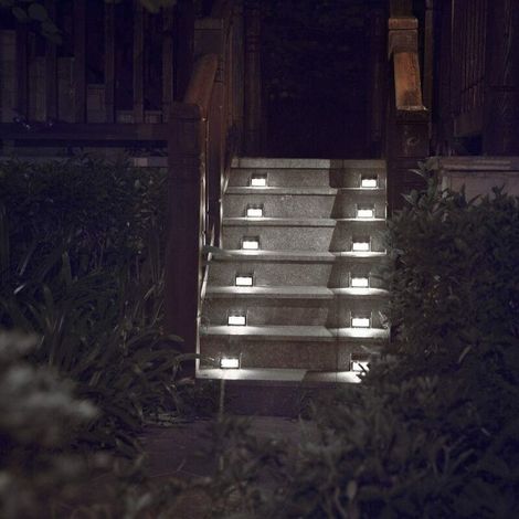 Lampes solaires pour escaliers, clôtures, allées, LED étanche extérieur, lumière blanche, lot de 6 (1/5)