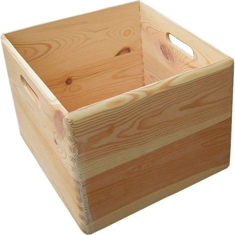 Contenitore Box Salvaspazio Sovrapponibile 30x30x30 cm in Legno di Pino Naturale (1/2)