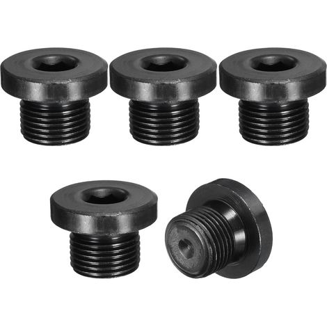5Pcs G3/8, Bouchon de Tuyau à Tête Hexagonale Extérieure, Bouchon de Tuyau Mâle en Acier Au Carbone Avec Joint D'étanchéité pour Terminer Les Extrémités de Tuyau de Vidange