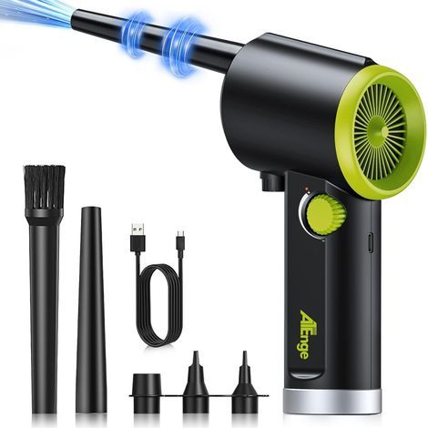 Bombe d'air Comprimé, Dépoussiérant Puissants électrique,Plumeau à air électrique 41000 tr/min, avec câble USB et brosse de nettoyage, pour ordinateur, clavier,voiture, maison pour animaux domestiques (1/5)