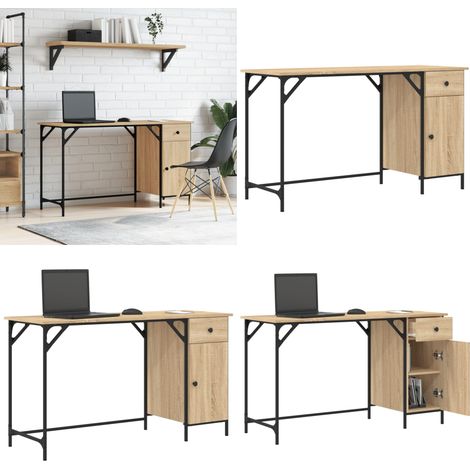 Computertisch Sonoma-Eiche 131x48x75 cm Holzwerkstoff - Holzwerkstoff - Sonoma-Eiche (1/5)