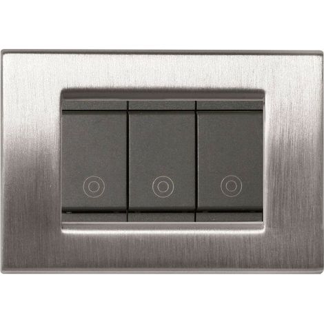 Placca compatibile vimar idea cromo satinato 3 posti metallo 2000-cs