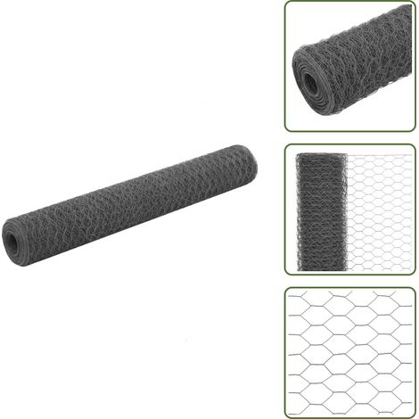 Drahtzaun Stahl mit PVC-Beschichtung 25x1 m Grau - Drahtgeflecht - Drahtgeflechte - Drahtzaun - Maschendraht (1/5)