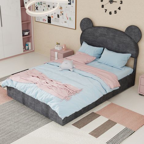 Lit coffre 140x200 cm avec vérins pneumatiques Tissu et métal Gris (Sans matelas) (1/5)