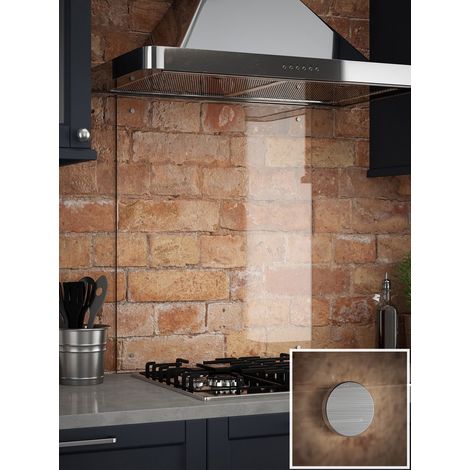 Clear Glass Kitchen Splashback (Brushed Caps) 600mm x 750mm (1/3)