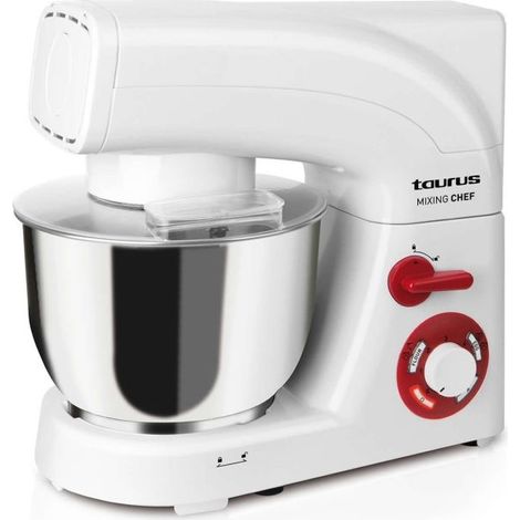 Mixer taurus mixing chef - 1200w - 2 Programme - 6 Geschwindigkeiten - turbo - Edelstahlbehälter 5,5 Liter - 3 Aufsätze