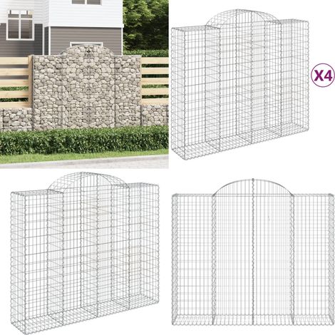 Paniers à gabions arqués 4 pcs 200x50x160/180 cm Fer galvanisé - Panier Gabion - Mur Gabion - Clôture Gabion - Décoration Jardin - Barrière Jardin - Home & Living (1/5)