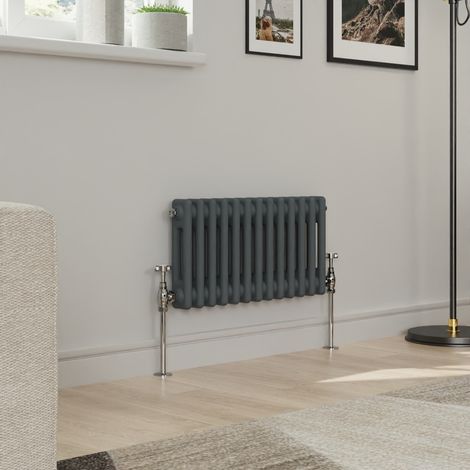 Warmehaus Traditional Double Column Anthracite Radiator Cast Iron Style Radiators 300x605mm