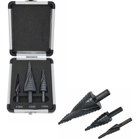 Broca escalonada awtools step drill set acero rápido 3 piezas (1/3)