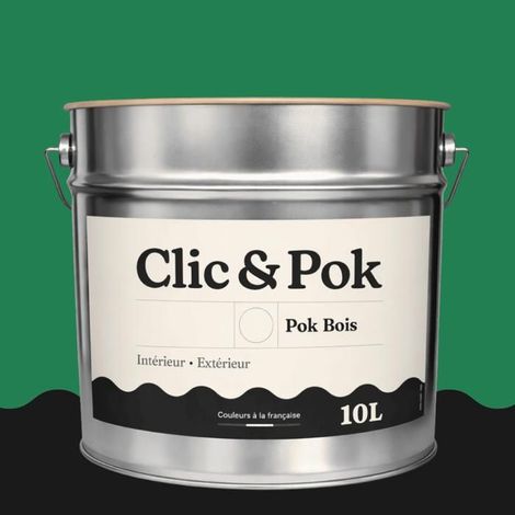 Peinture Bois Extérieur – POK BOIS - 10L - RAL 6032 - Vert de sécurité- Résistante aux intempéries - Ne s'écaille pas