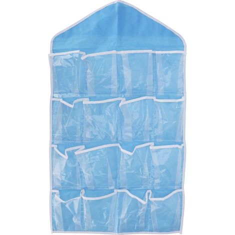 Organisateur mural à accrocher, rangement pour porte avec étagères et poches en polyester pour chambre et salon - Bleu (1/5)