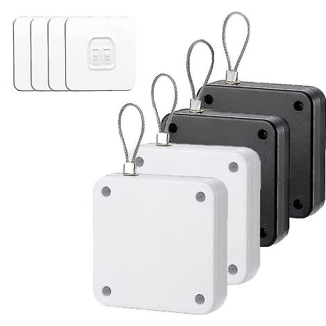 Lot de 4 ferme-portes automatiques, ferme-portes à capteur automatique avec cordon pour tous types de portes en alliage d'aluminium et en bois (noir et blanc, 1,2 m) (1/5)