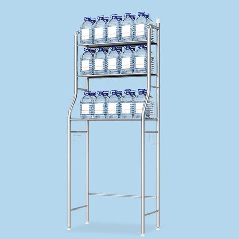 Étagère WC gain de place – Rangement salle de bain 3 niveaux – Support autoportant en métal noir – Avec crochets amovibles et porte-papier – Idéale toilettes, buanderie – Couleur : fer noir trois couc (1/5)