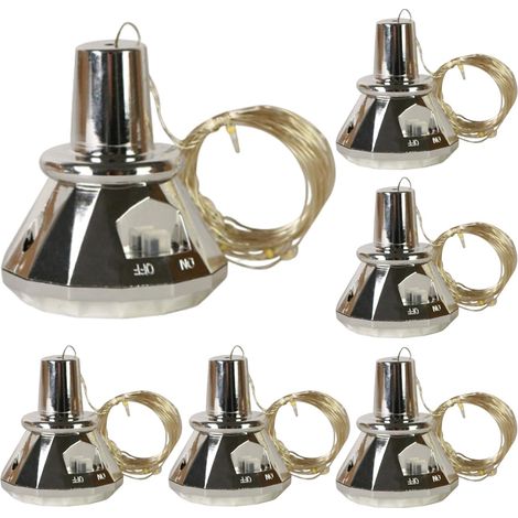 Lot de 6 guirlandes lumineuses solaires pour bouteille de vin avec bouchon en , décoration extérieure LED, rechargeable et marche/arrêt automatique pour mariage, jardin, allée, terrasse, 5,5 x (1/5)