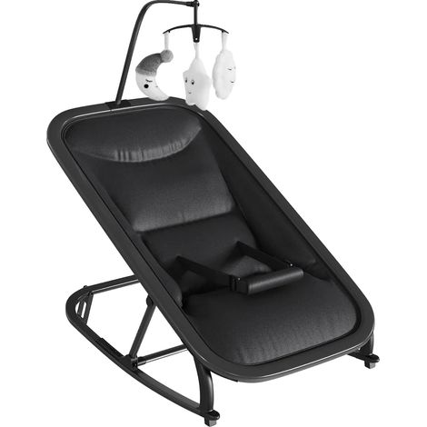 Transat pour bébé, inclinaison réglable, barre de jeu intégrée, Noir (1/2)