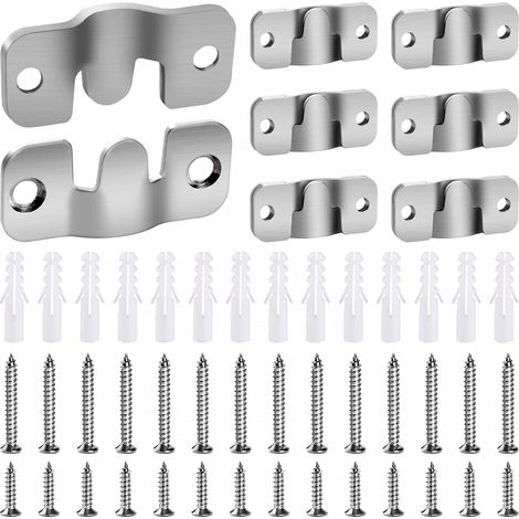 14 Pièces Supports Argent 44 x 19 mm de Montage Encastrés, Boucle Quincaillerie Murale en Acier Inoxydable, Supports Encastrés pour Cadre Photo, Mural Cintre Photo, avec 28 Vis (1/4)