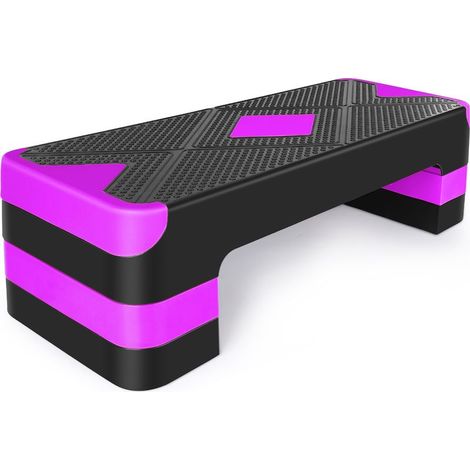 Aerobic Step platform, Steppers for Exercise 3 Levels, Adjustable Height 10.16cm-15.24cm-20.32cm Fitness Stepper for Home & Office Convenient Storage, Purple (1/5)