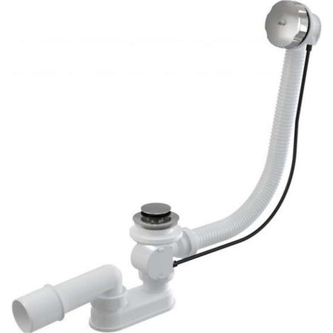 Alca Juegos de desagüe - Conjunto de desagüe y rebosadero para bañera, longitud 800 mm, cromado A55K-80 (1/2)