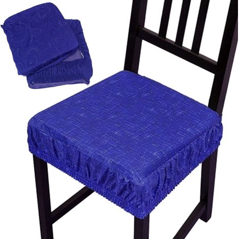Set 6 Housses De Coussin Avec élastique Pour Chaises Rembourrées Avec Housse Amovible Bleu