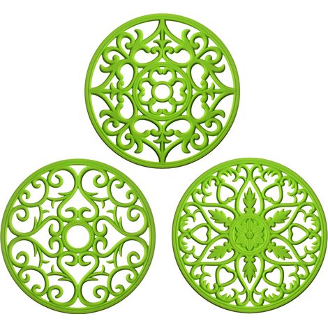 Dessous de plat en silicone extra épais pour plats chauds, casseroles et poêles, manique, dessous de plat pour protéger votre table et votre plan de travail, lot de 3 (1/5)