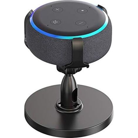 Compatible With Alexa Echo Dot 3Rd Holder Desktop Stand 360° Adjustable Speaker Accessory Rack, Space Saving For Kitchen, Bathroom And Bedroom (Alexa Echo Dot 3Rd, Black) (1/5)