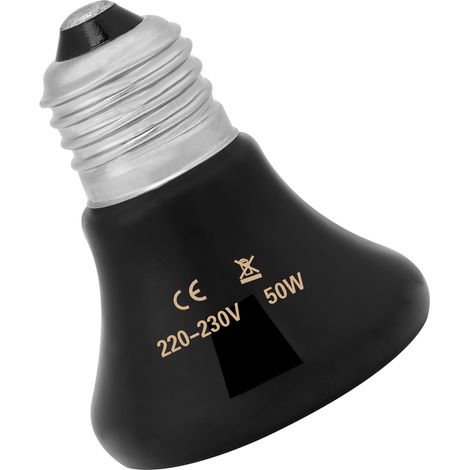 Lampe chauffante infrarouge en céramique 50-100 W pour animaux de compagnie et reptiles (ampoule 50 W). (1/5)
