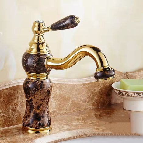 European and American style brass basin single-hole hot and cold water faucet for bathroom sinks and washbasins - anti-splash faucet - Model I