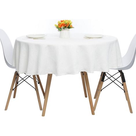 Nappe ronde coton-lin structure 180 cm ivoire style campagnard