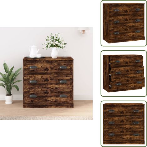 Aparador de almacenamiento - vidaXL Aparador de madera contrachapada roble ahumado 70x35,5x67,5 cm - Aparador decorativo