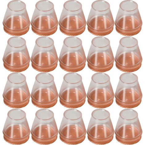 Lot de 20 housses de pieds de meubles, housses de chaises antibruit, protections pour pieds de chaises, patins antidérapants adaptés aux sols en bois, blanc transparent. (1/5)