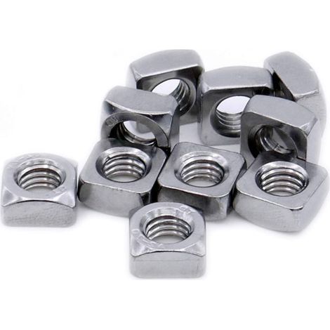 Écrou carré M8 (8 mm) (chanfreiné) – Acier inoxydable (A2) (lot de 20) (1/3)