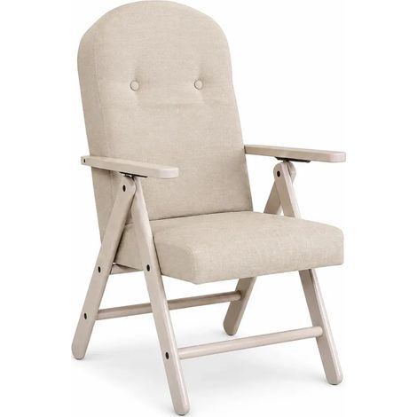 Poltrona Reclinabile con Braccioli Beige in Legno Tortora 4 Posizioni (1/5)