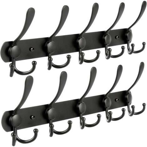 FOREHILL Porte-Manteaux muraux, 2 Paquets de 15 Crochets Rail Mural en Acier Inoxydable pour Porte-Manteau Porte-Serviettes Peignoir Salle de Bain Salle de Bain Entrée (1/2)