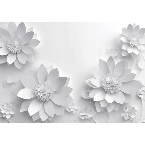 Papier peint panoramique fleurs 3D abstrait intissé 400x280 cm mural salon chambre grand format
