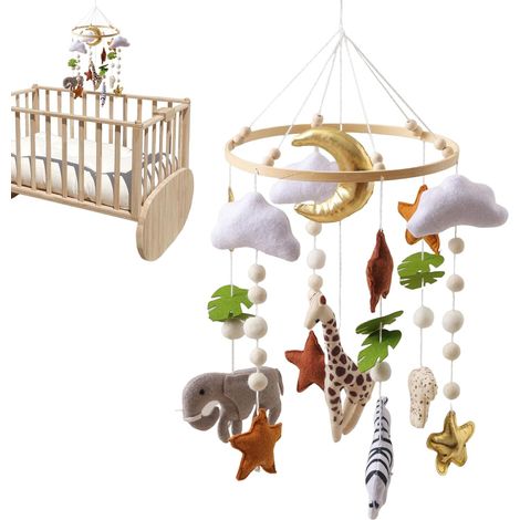 Mobile de berceau pour garçons, décoration sensorielle interactive pour chambre d'enfant, berceau pour filles avec clochette pour chambre, garderie, chambre à coucher, anniversaire, vacances (1/5)