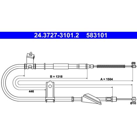 Tirette à câble, frein de stationnement ATE 24.3727-3101.2 HYUNDAI 59760-02010