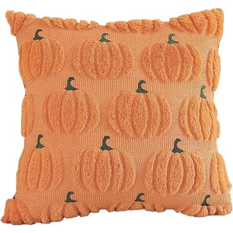 Filiyano – oreiller d – Taie d'oreiller d'Halloween, motif citrouille et fantôme, coussin décoratif doux en 3D (orange, 45 cm x 45 cm) (1/5)