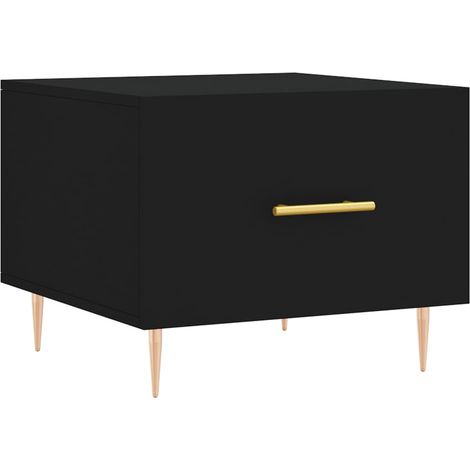 Table basse avec tiroir design moderne et contemporaine 50 x 50 x 40 cm bois d'ingénierie noir et fer DEC039666