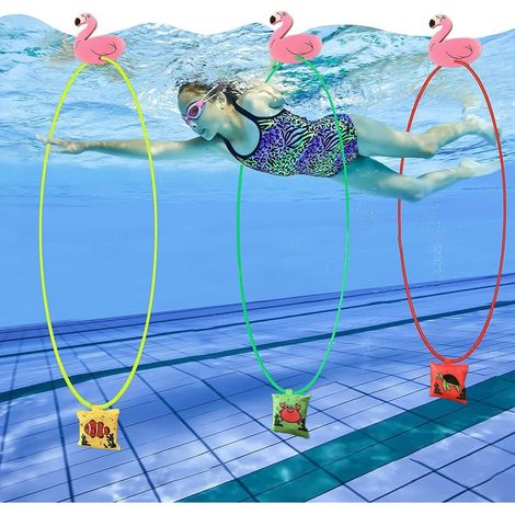 Linghhang – Jouets de plongée piscine – Lot de 3 anneaux de nage en silicone – Pour jeux aquatiques et entraînement – Dimensions 31,5 cm