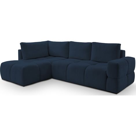 Selsey Taremi – Ecksofa Schlaffunktion, Bettkasten, hydrophober Chenille, beidseitig, Marineblau