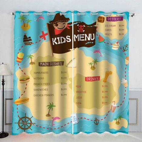 Rideaux Carte Carte Pirate pour Les Enfants Rideau Occultant Chambre Fille Garcon Rideaux Chambre Ado Isolation Thermique et Réduction du Bruit Rideau (200x200 cm) - 200L X 200H cm (2 Panneaux) (1/5)