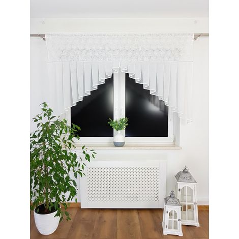 Panel de cortina confeccionado de 200x125 cm con visillo, rosas 3D y pedrería. (1/5)
