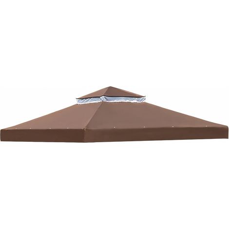 Replacement roof for waterproof gazebo, with breathable mesh, UV-resistant and stable, double roof structure, including drainage holes, ideal for garden sheds (3 x 3 m, coffee) (1/5)