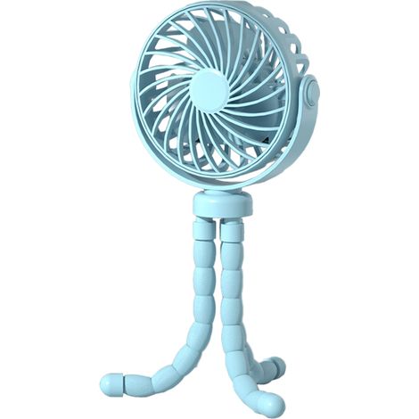 Tragbarer Handventilator, flexibel, in Oktopusform, auf Stativ, für Tisch, Kinderwagen oder Kinderbett, mit integriertem Nachtlicht, 3 einstellbaren Geschwindigkeitsstufen, 360°-Drehung.