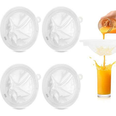 Filtre Tamis Cuisine - 4 pièces, Filtre Tamis Cuisine Nylon 100/200/400/450 Mailles - Pour Jus/Lait/Café (1/5)