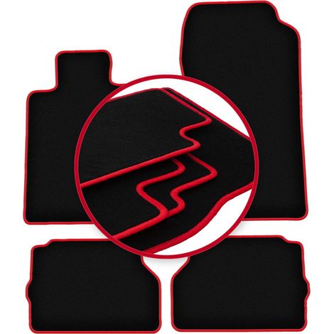 Tapis de sol en velours à bordure rouge pour : Mercedes C140 / W140 coupé (1992-1999) (1/5)