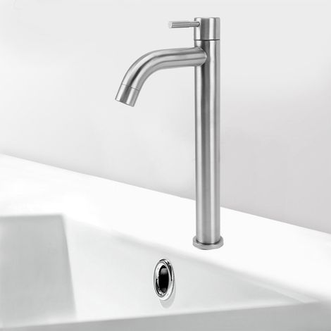 Grifo de cocina de acero inoxidable con conexión de agua fría, diseño de alta calidad y grifo de arco simple. (1/5)