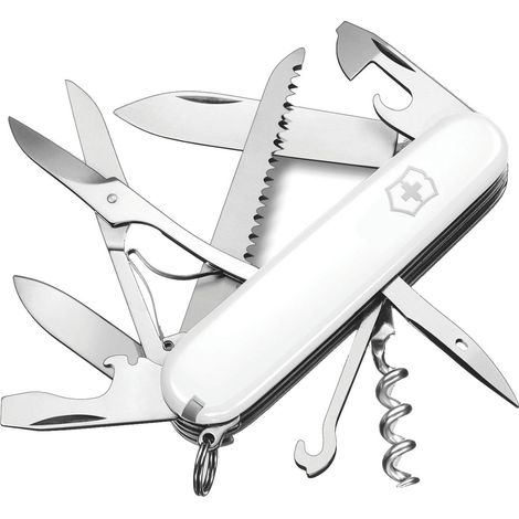 Victorinox, Huntsman, Coltellino Svizzero, Originale, Multiuso, Campeggio, 15 Funzioni, Lama, grande, Cavatappi, Bianco (1/4)