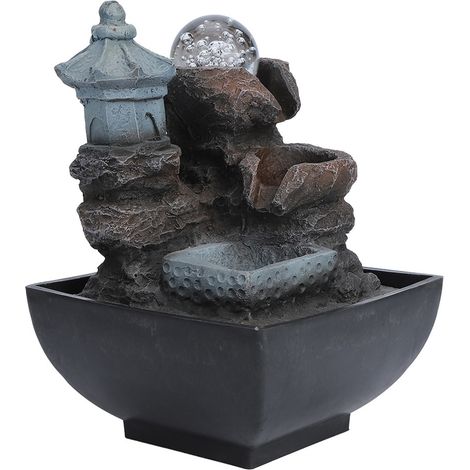 Innovativer LED-Tischbrunnen aus Kunstharz für den Innenbereich, geeignet für die Dekoration von Zuhause und Büro (Typ 9111, EU-Stecker, 220 V) (1/5)