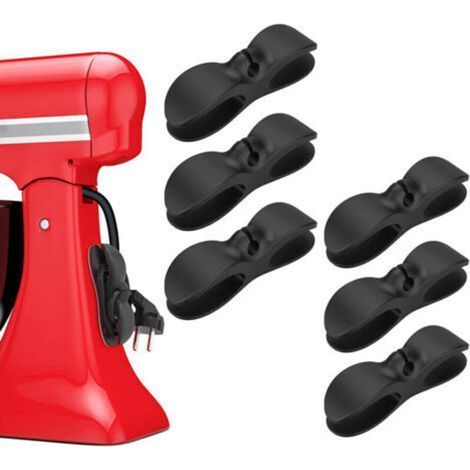 Black 6 Pcs Cord Organizer for Appliances - Adhesive Organizer for Small Appliances Kitchen Cord Winder Cord Holder Organizer for Cables Household Appliances Blenders Coffee Maker (1/5)